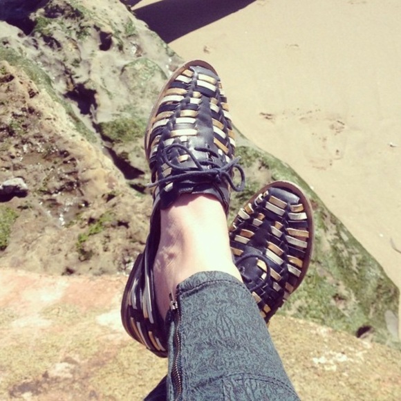 Anthropologie Shoes - Boho Navy Leather Classic Woven Huarache Loafers Anthropologie Shoes - Boho Navy Leather Classic Woven Huarache Loafers